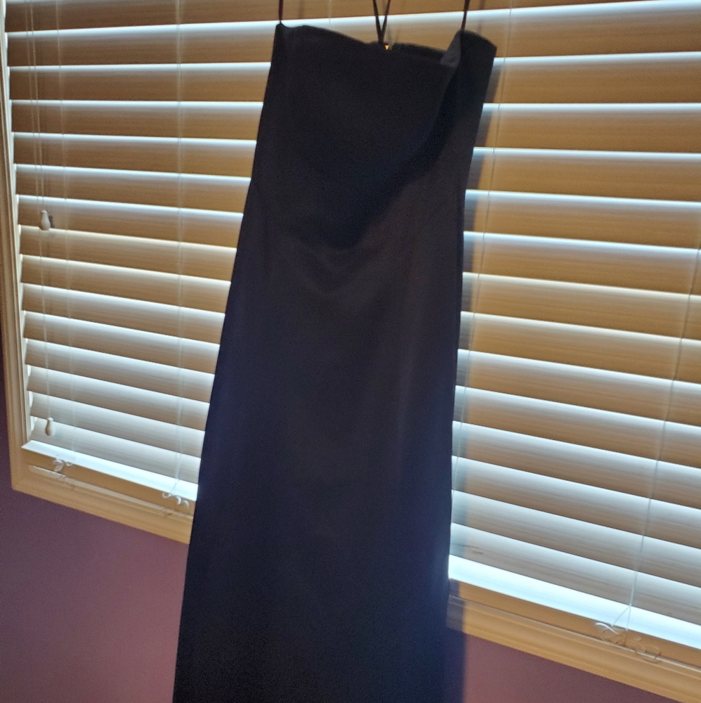Black A-line floor-length gown